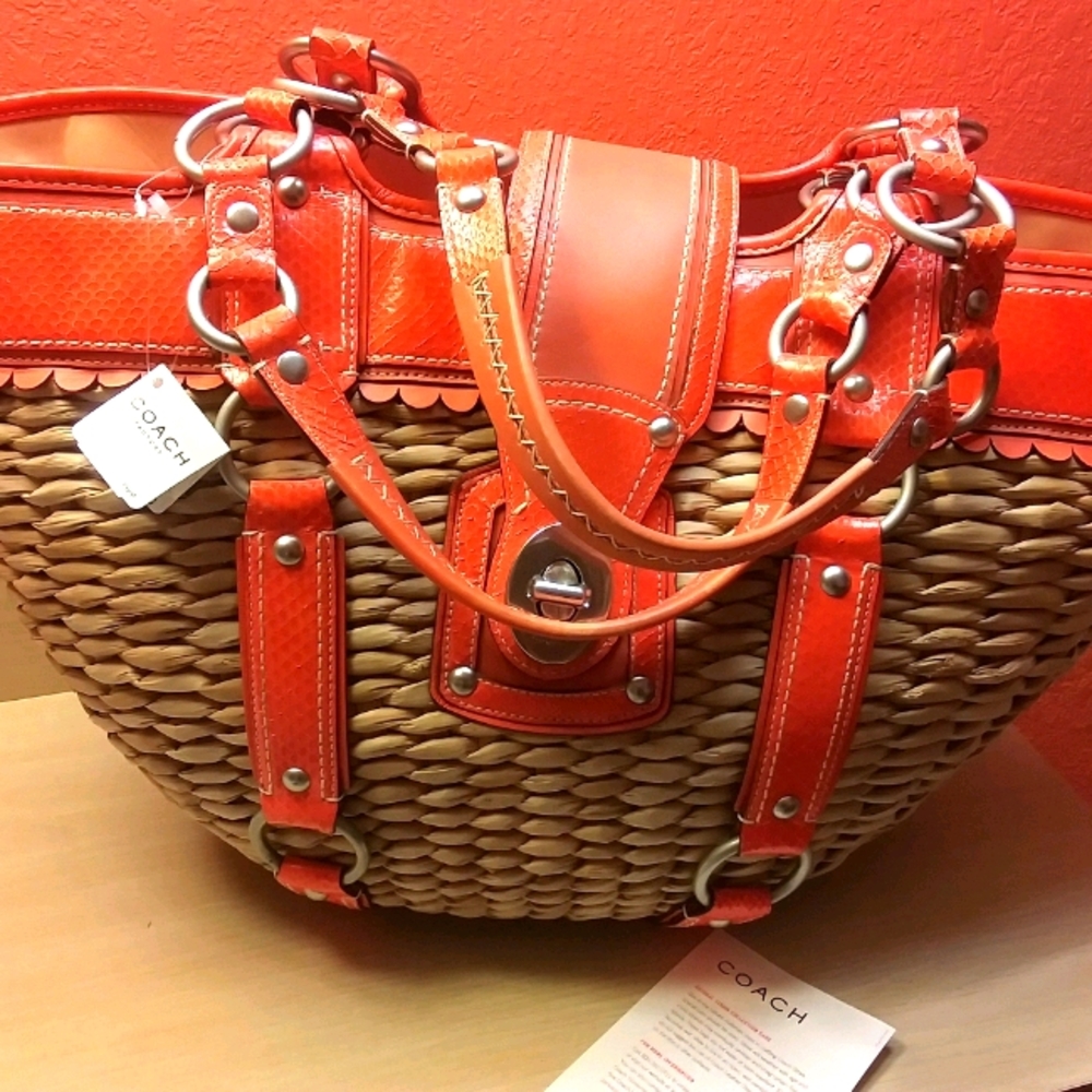 Limited Edition XL COACH Beach Bag w/ Snakeskin